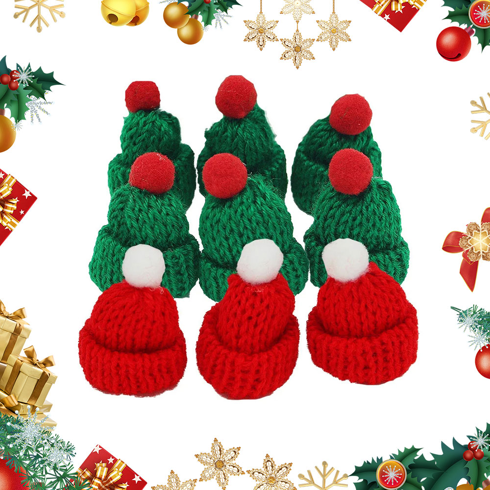 Santa Hat Plush - 10 Stuks 3.5x5cm Mini Kerst Gebreide
