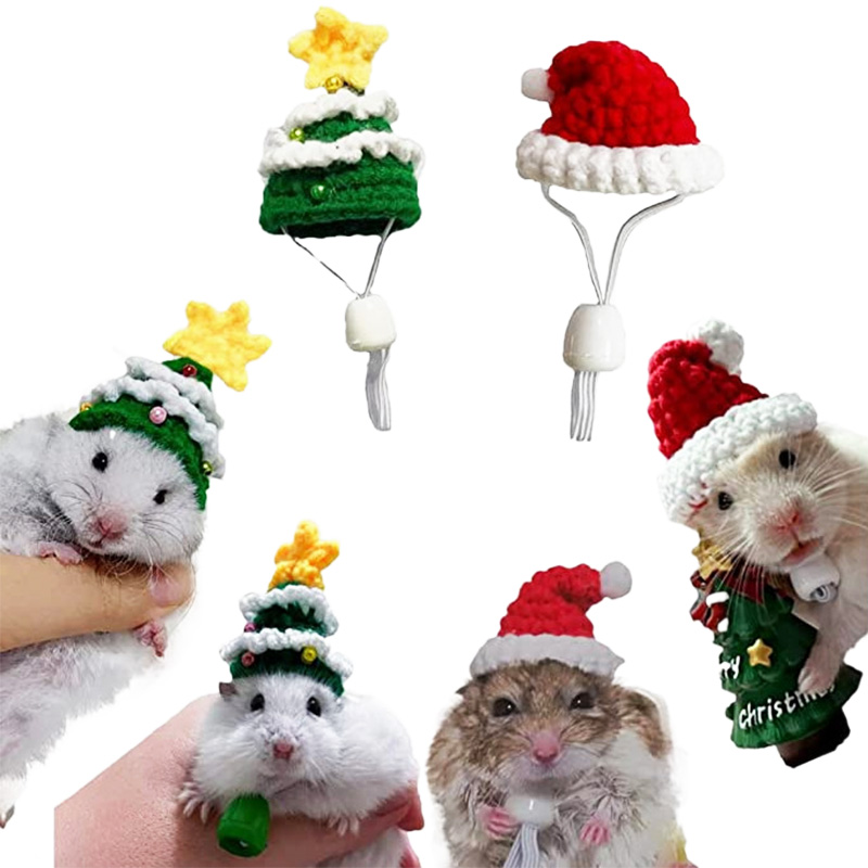 Santa Hat Plush - Handgeweven Kerstmuts Decoratie Hamster Kleding Muts