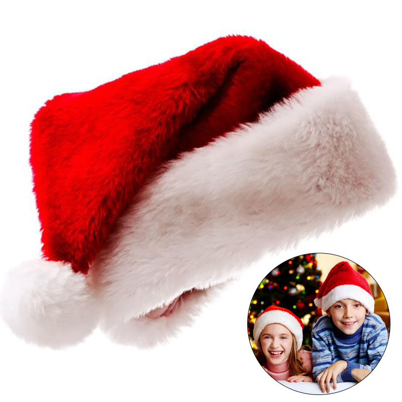 Santa Hat Plush - Pluche Kerstmuts voor Volwassen Kinderen Verdikte