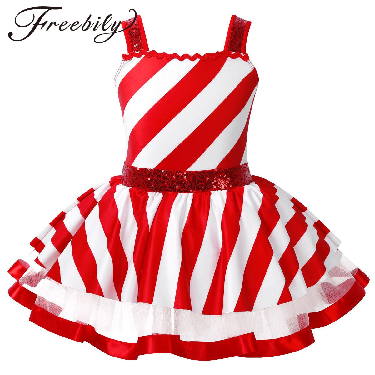 Elf Costume Christmas - Meisjes Kerst Candy Cane Kostuum Glanzende