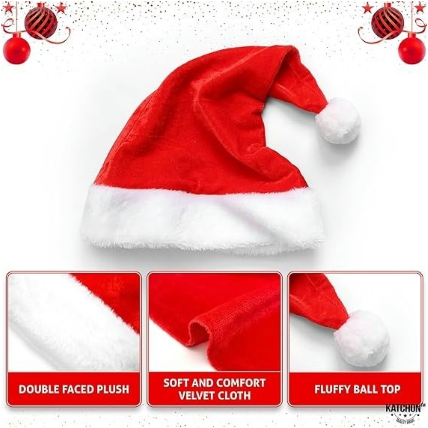 Pluizige rode kerstmutsen set  - Santa Hat Plush recensie en prijs