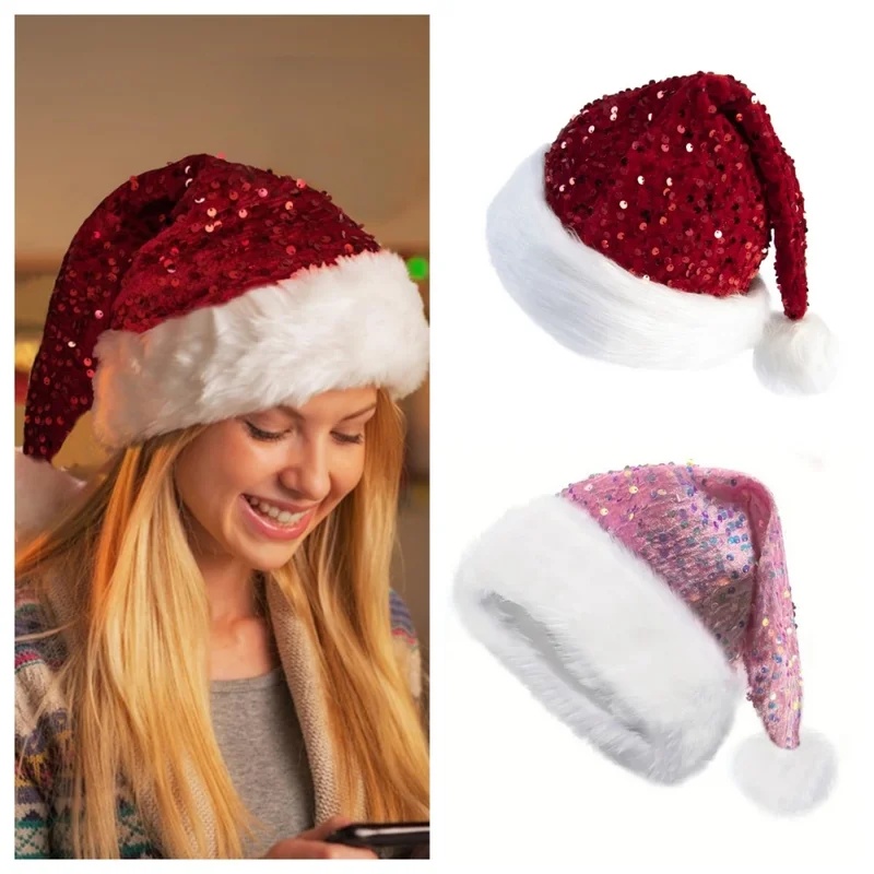 Dubbellaagse Pailletten Kerstm - Santa Hat Plush recensie en prijs
